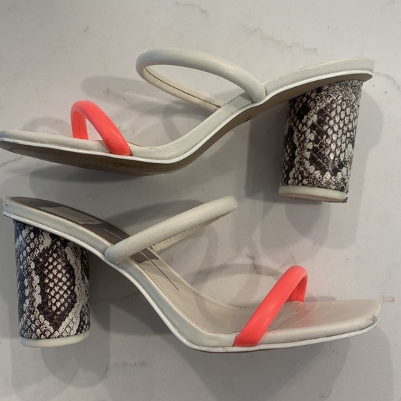 Dolce vita - coral, white and snake skin block heel 7.5 - Picture 3 of 4